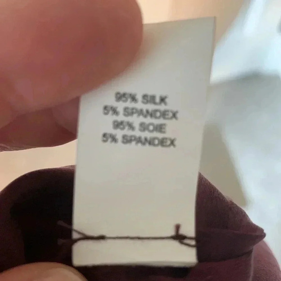 One shoulder, silk burgundy blouse - Picture 5 of 7